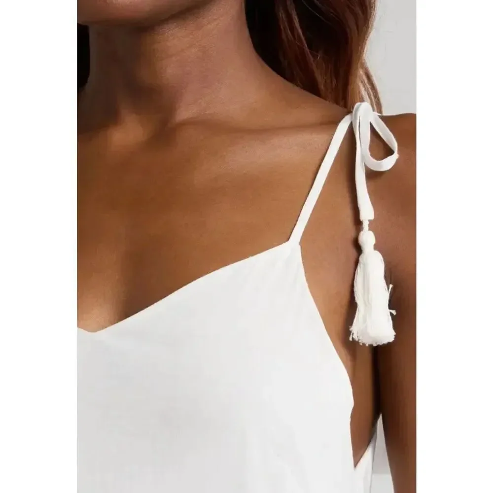 Elan Size XS Tie Strap Lace Swimsuit Cover Up Maxi Dress White Coastal Vacation